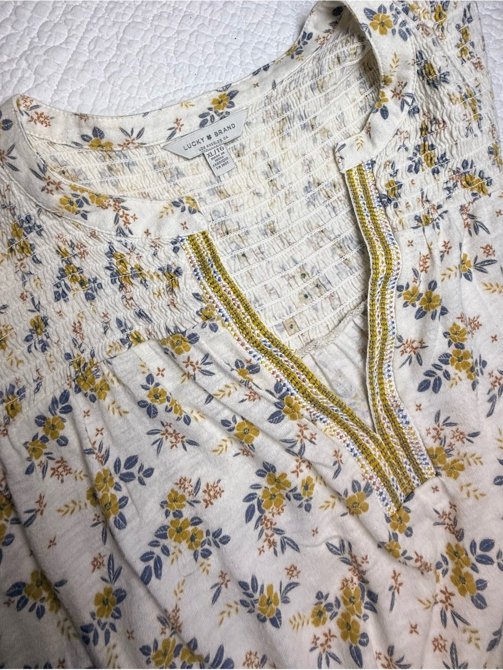 Lucky Brand Floral Sleeveless Split Neck Boho Blouse Top - Picture 4 of 6